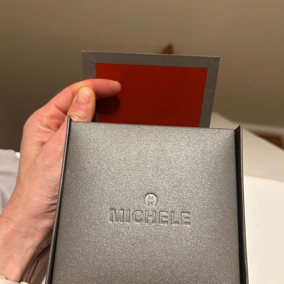 Michele MW2 28mm Square Tank MOP Ladies Watch - Picture 3 of 11